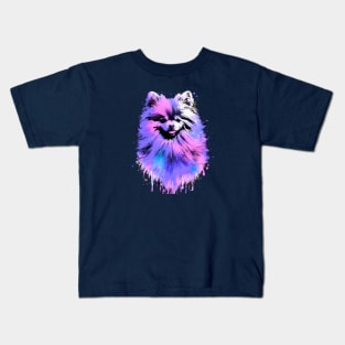 Fluffy Pomeranian Deutscher Spitz Stencil Art Kids T-Shirt